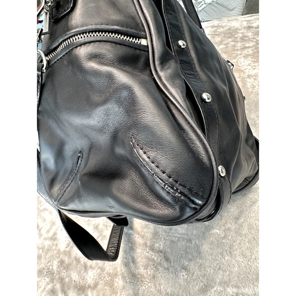 Rebecca Minkoff Cupid Black Leather Silver Hardware Satchel Handbag Crossbody - Picture 5 of 10
